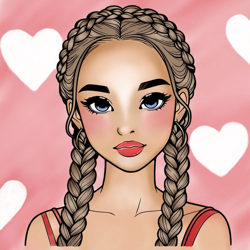 realistic girl with braids