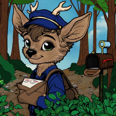 realistic faun mail in the woods