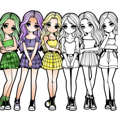 a group of girls realistic