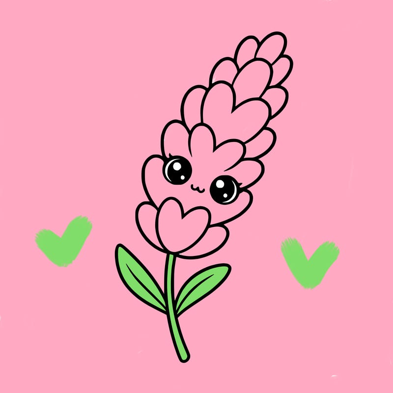 the flower lavender kawaii but cute and a little realistic