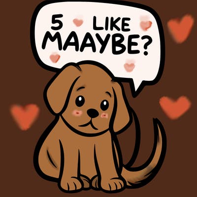 a puppy that says 5 like maybe