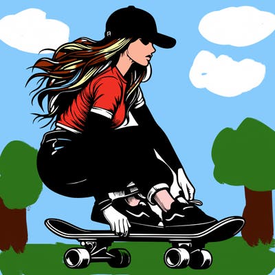 realistic girl skateboard rider