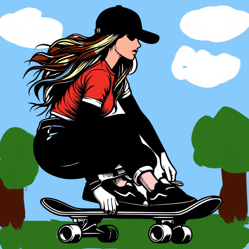 realistic girl skateboard rider