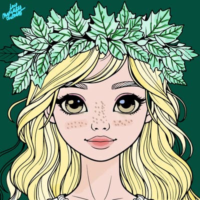 realistic girl with fall leaf crown