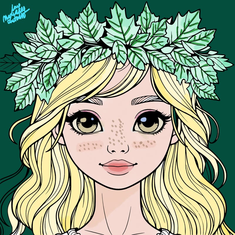 realistic girl with fall leaf crown