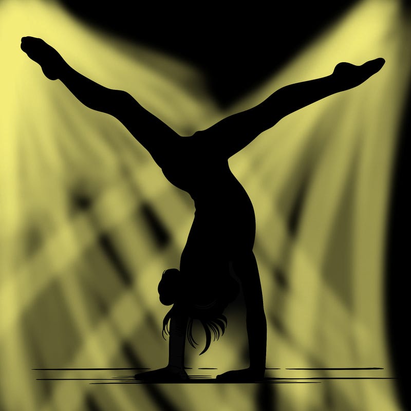 realistic gymnastic hand stand girl in four splits