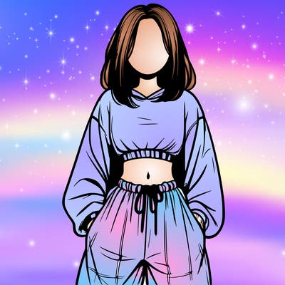 realistic girl faceless with baggy pants and a crop top