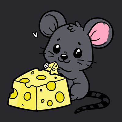 a cute mouse eating a piece of cheese