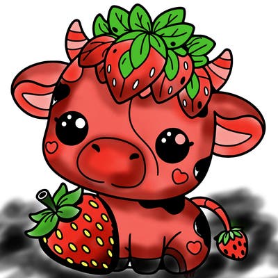 cute strawberry cow