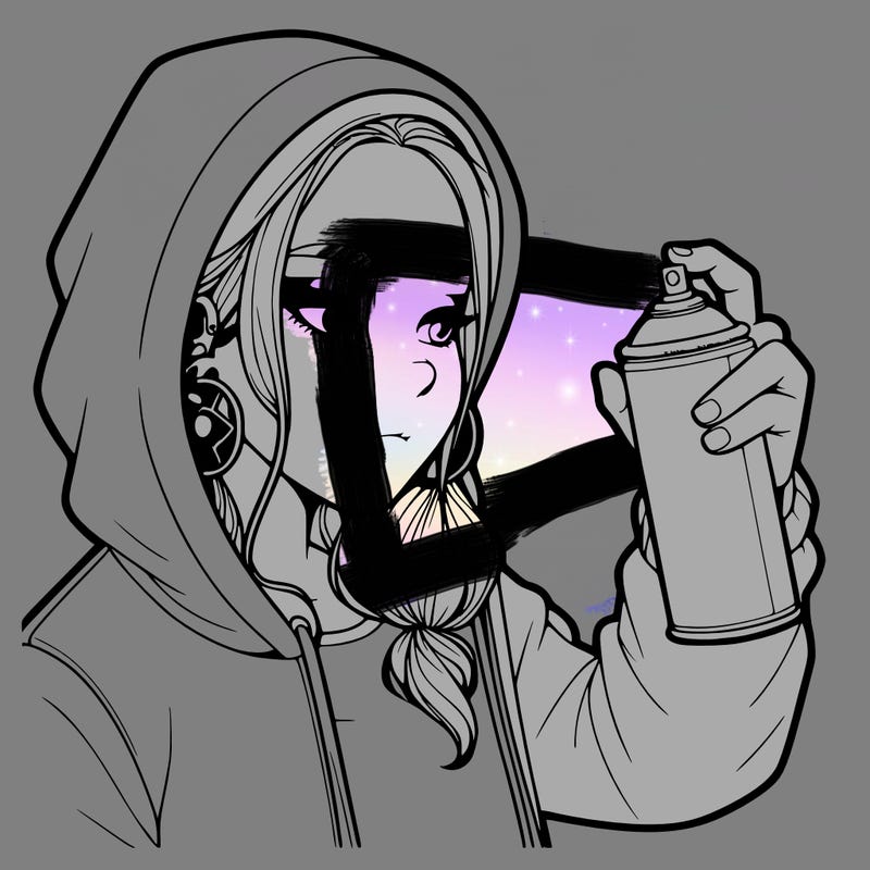 a realistic girl, spray painting