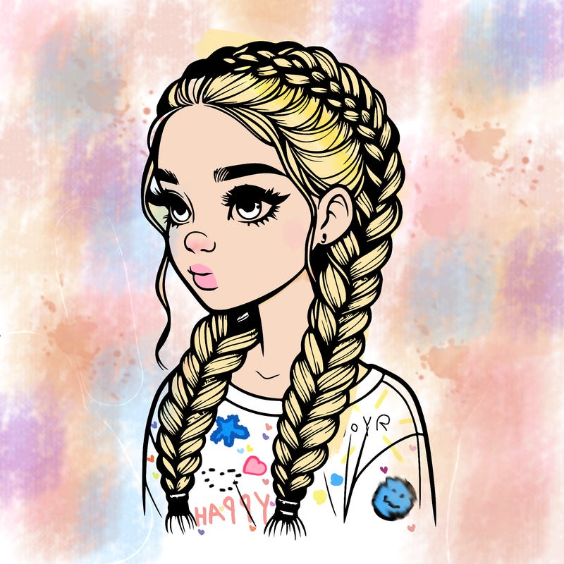 realistic girl with braids
