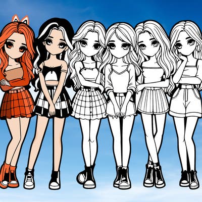 a group of girls realistic