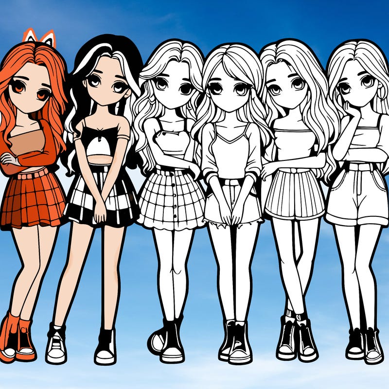 a group of girls realistic