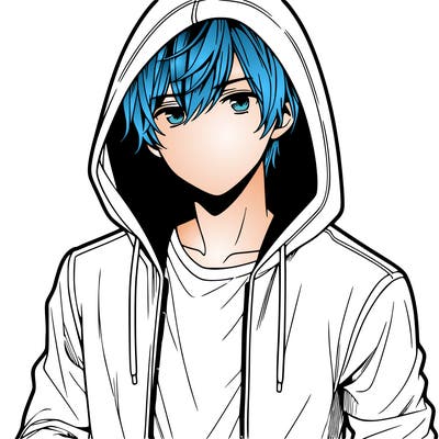 manga man in hoodie