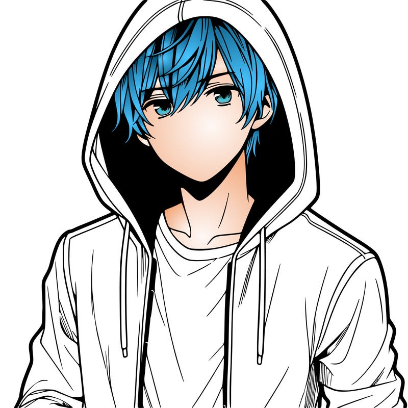 manga man in hoodie