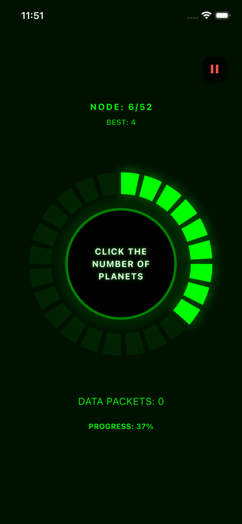 Press Under Pressure! - Neon green cyberpunk interface for a mobile reflex game showing a node challenge