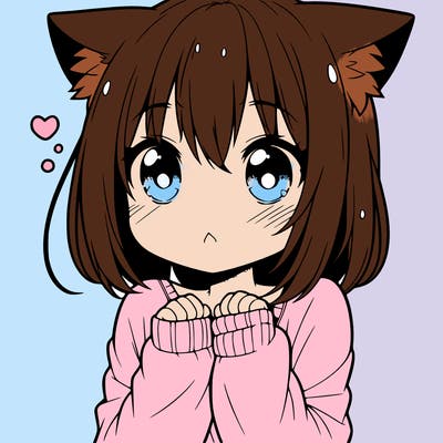 shy anime catgirl
