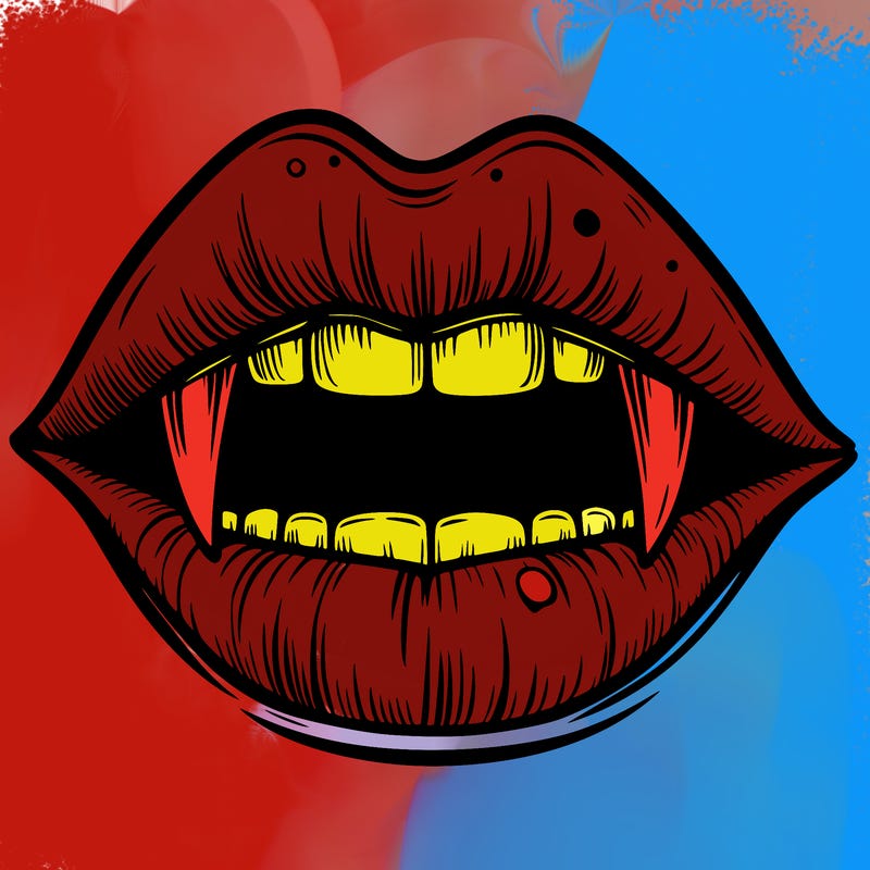 lips with vampire teeth