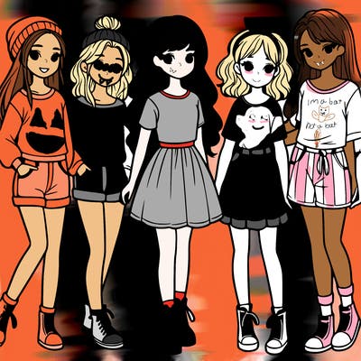 a group of five girls