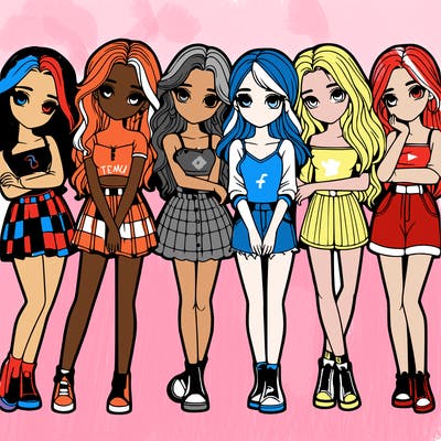 a group of girls realistic