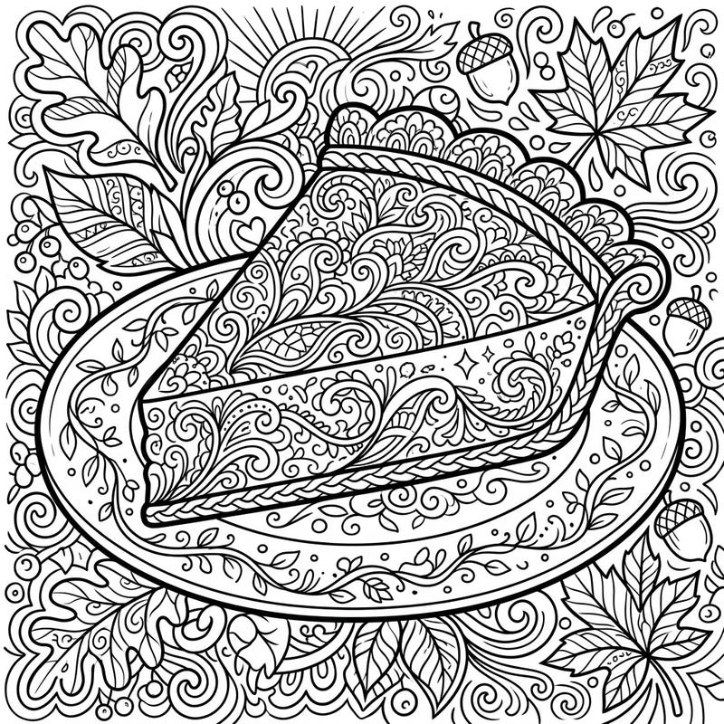 Savor the season with this stunning Zentangle pumpkin pie coloring page. Immerse yourself in intricate patterns and delightful fall elements, offering a unique and relaxing artistic experience.