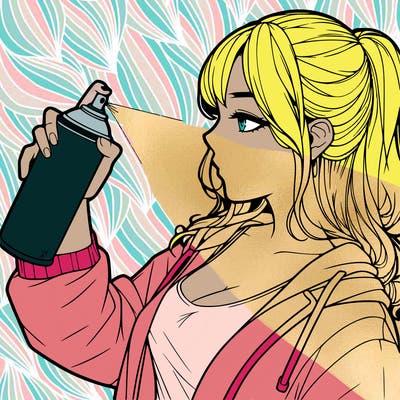 a realistic girl spray, painting