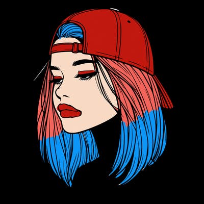 realistic  girl with a backwards hat