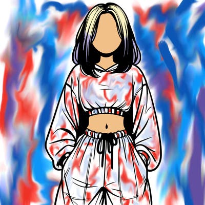 realistic girl faceless with baggy pants and a crop top