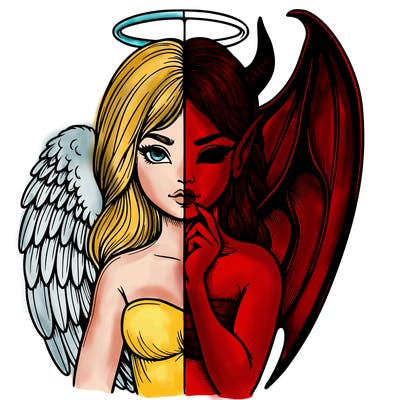 realistic angel half demon