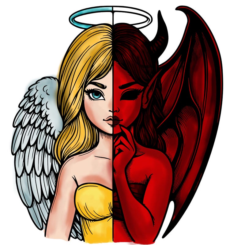 realistic angel half demon