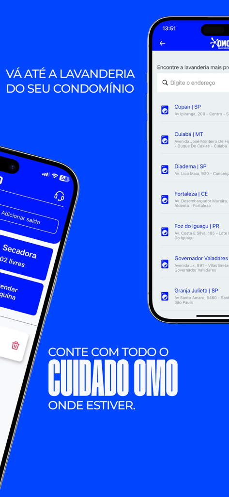 OMO Lavanderia - OMO Lavanderia App mit Anzeige von Wäschereistandorten und Maschinenverfügbarkeit