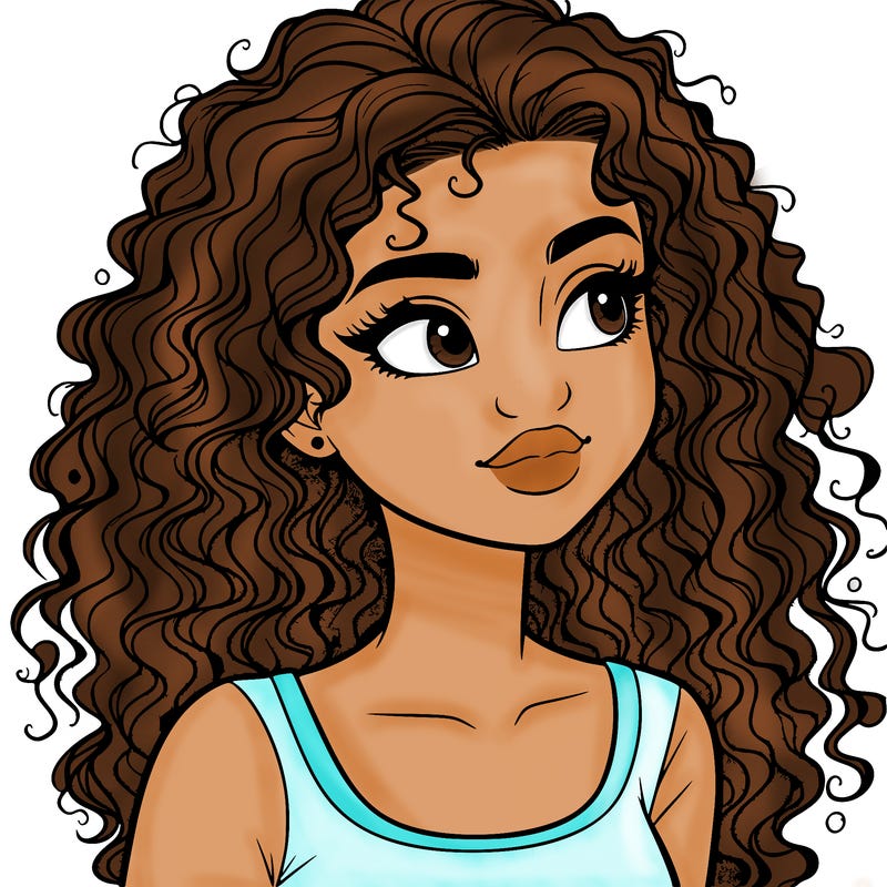 realistic girl with curly hair