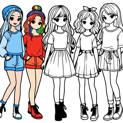 a group of five girls