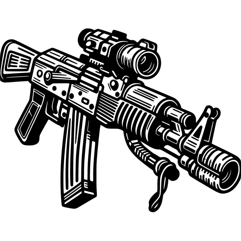 ak 47 with laser and suppresor