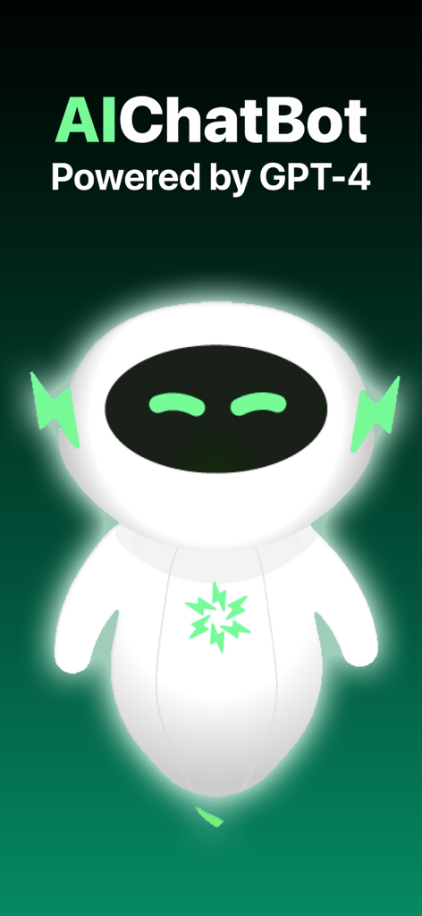 AI Smart ChatBot: Ask Anything - White AI robot mascot on a green background with GPT-4 text