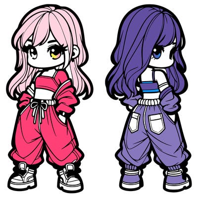 girl in crop top and baggy pants