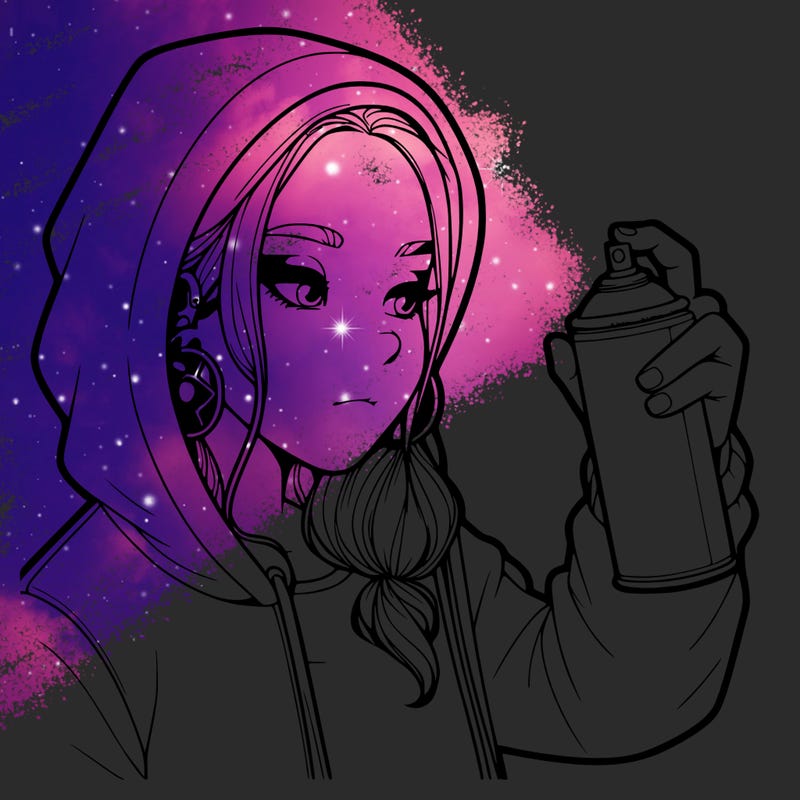 a realistic girl, spray painting