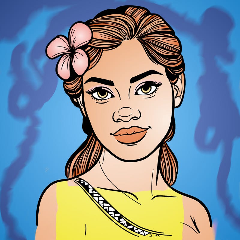 a realistic polynesian woman with a samoan pacific look and a taupou