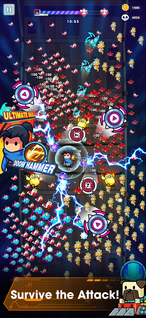 Hero Survival IO - Action gameplay of Hero Survival IO showing a hero fighting monsters with skills