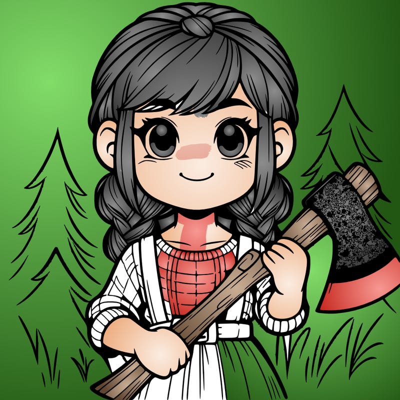 girl with axe realistic