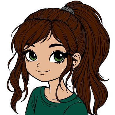 realistic girl with ponytail