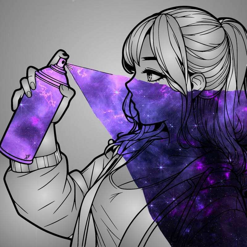 a realistic girl spray, painting