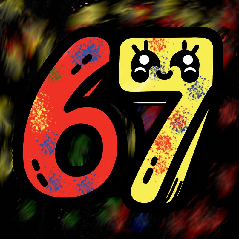the numbers 67