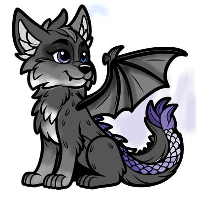 a wolf with dragon wings