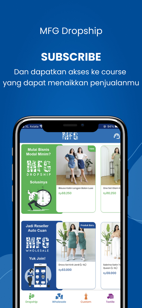 My Fashion Grosir-B2B Fashion - Mobile screen of My Fashion Grosir B2B app showing fashion wholesale and dropshipping features