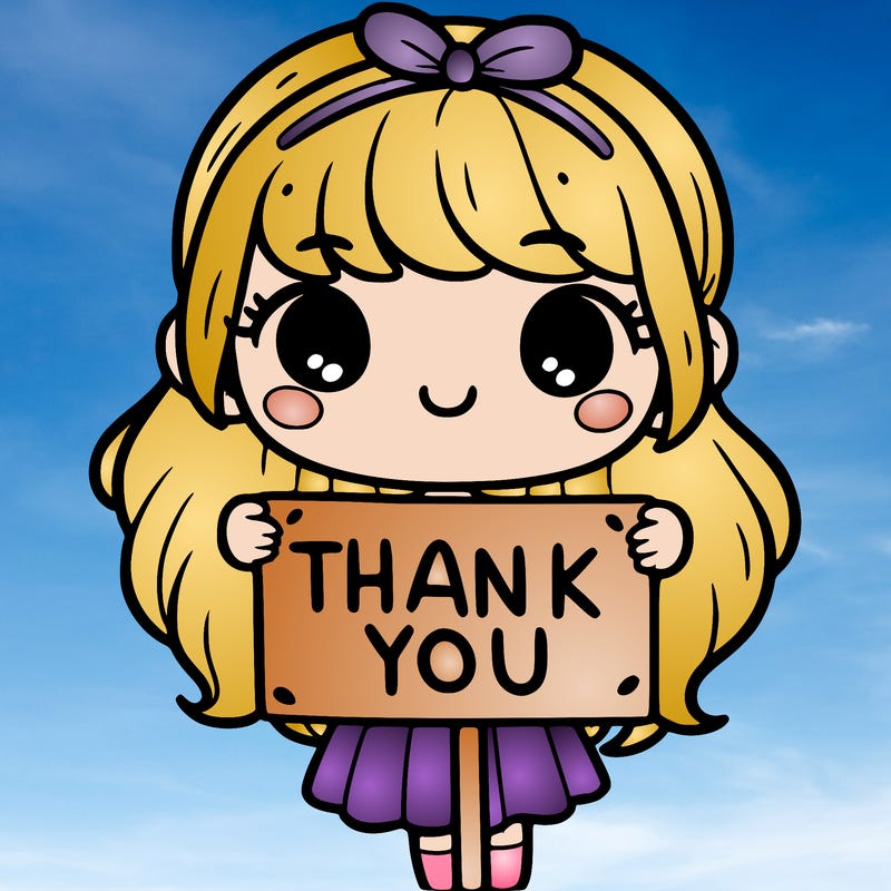 girl holding a thank you sign