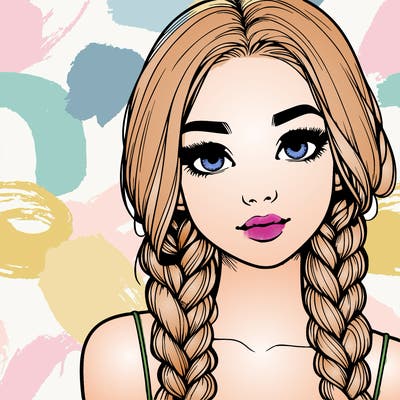 realistic girl with braids