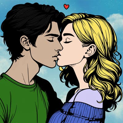 realistic couple kissing