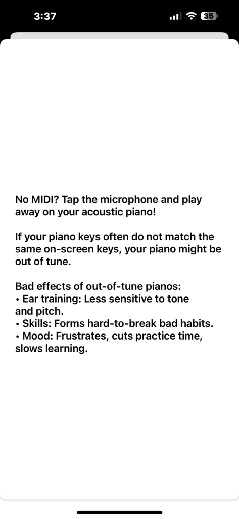 Piano Chord Trainer - Instructions for using an acoustic piano with the app