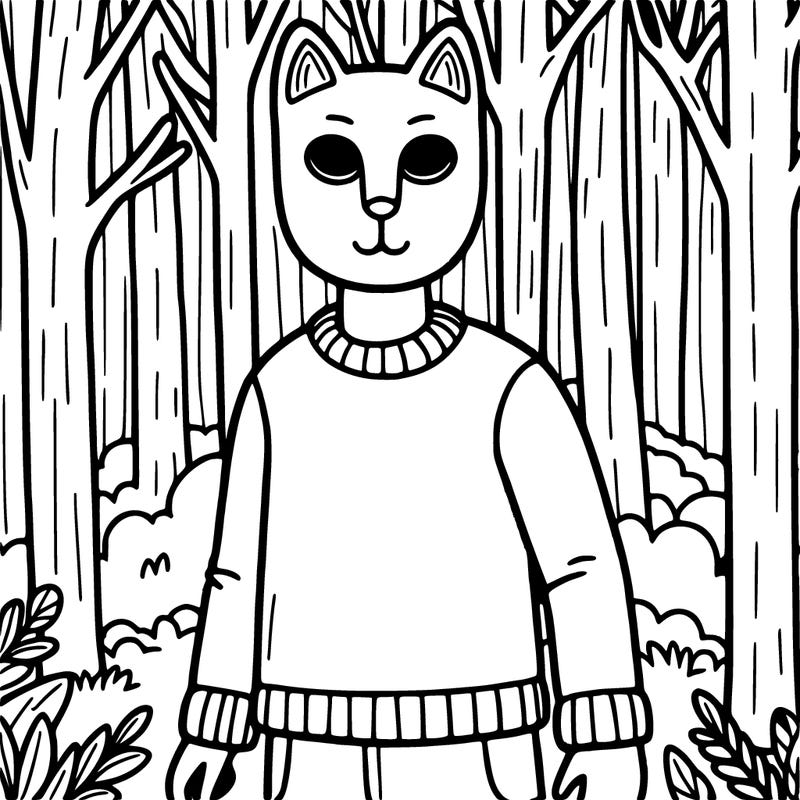 human in a animal mask in the woods